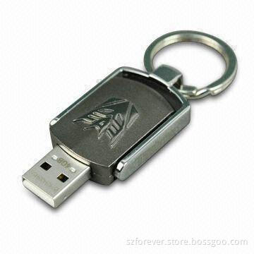 Metal USB Flash Drive with 256MB to 16GB Capacity, Supports Hot-swap and Push-plug Funciton